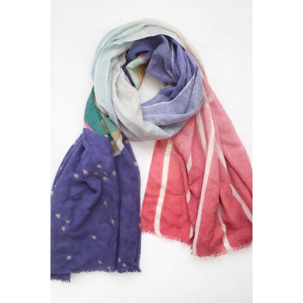 YARNZ Scarf Purple Pink 100% Cashmere Earth Star Print Whimsigoth Wrap Celestial